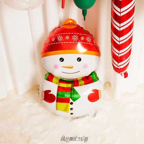 P06 크리스마스 빨간모자 눈사람,산타,홈파티 풍선