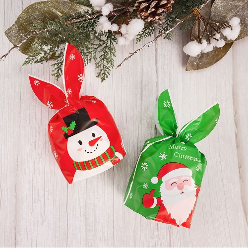 크리스마스 포장지 포장비닐 산타 눈사람 포장용지 비닐 10개 1세트