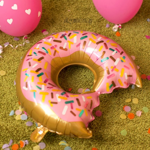 은박 도넛 풍선 핑크색상