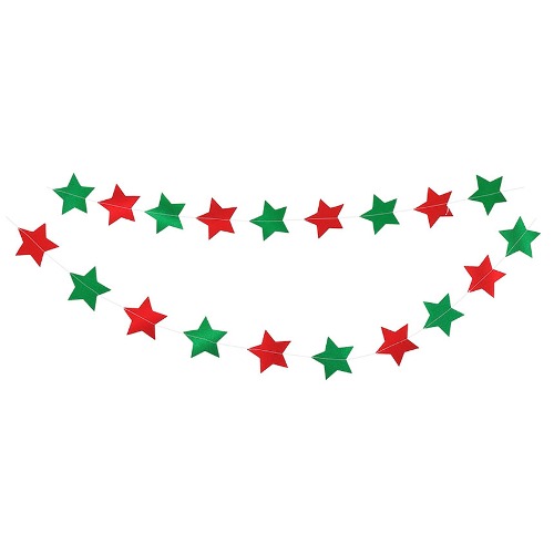 크리스마스 글리터 별 초록 빨강 가랜드 인테리어 파티 소품